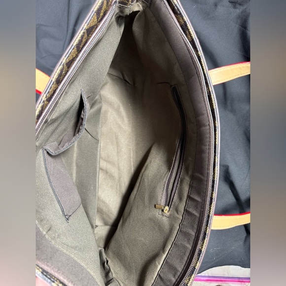 Elim & Paul Tan with Cream Square Patterned Tote Purse - Like New - Picture 11 of 16